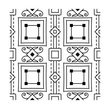 Geometric tribal pattern in black lines. Vector illustration Stock Illustration