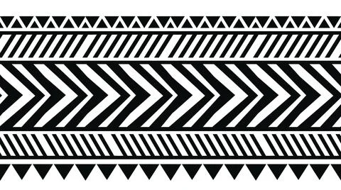 Geometric Tribal Pattern Border - Chevron Arrows and Triangles - Black and .. Stockillustratie