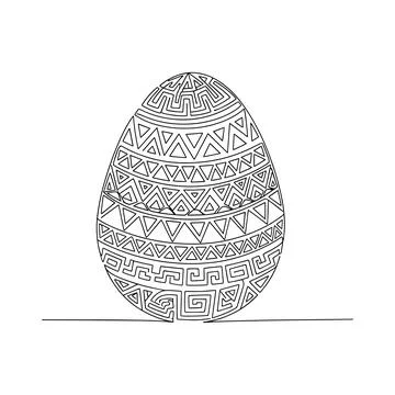 Geometric Tribal Pattern Easter Egg Decorative Line Art Stock Illustration