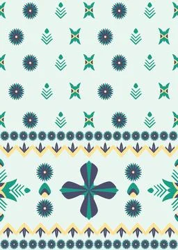 Geometric tribal pattern for fabric, tile and carpet on a light green color.. Stock Illustration