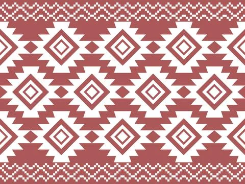 Geometric Tribal Seamless Textile Pattern, Ethnic Fabric Design with Diamond 스톡 일러스트