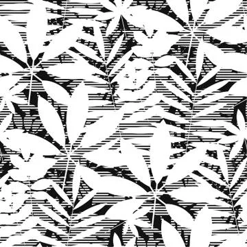 Geometric tropical silhouette seamless pattern Illustrazione stock