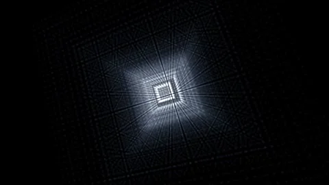 Geometric tunnel in dark background, digital art perspective Stock Footage 340141119