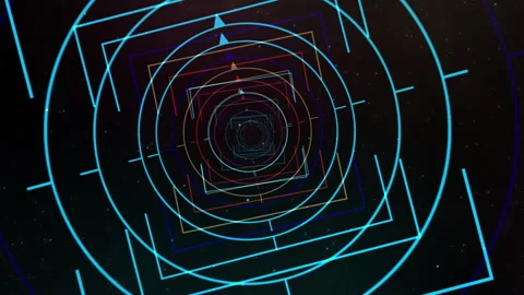 Geometric Tunnel Forming a Vibrant Sci-Fi Visual Effect Video stock 305258072