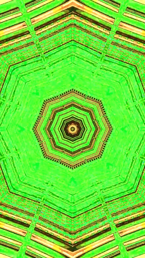 Geometric tunnel video loop screensaver abstract vibrant green shapes optic.. Stock Footage 321570846