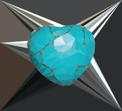 Geometric Turquoise Heart Ilustración de archivo