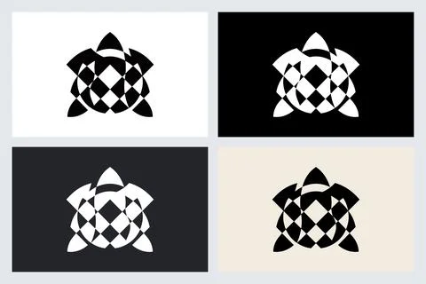 Geometric Turtle Logo Icon Set Illustration