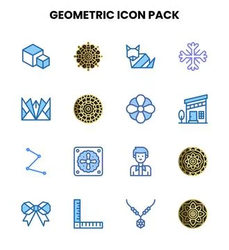 Geometric Two Colour Collection Icons Pack Stock Illustration