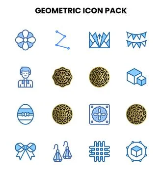 Geometric Two Colour Design Icons Pack Stock Illustration