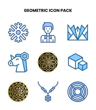 Geometric Two Colour Graphics Icons Pack Stock Illustration