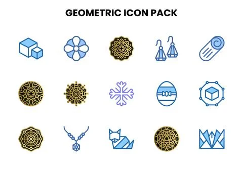 Geometric Two Colour Set Icons Pack Illustrazione stock