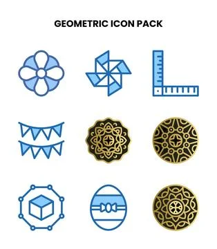 Geometric Two Colour UI Icons Pack Stock Illustration