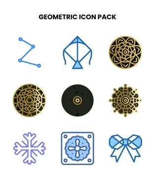 Geometric Two Colour Vector Icons Pack Stock Illustration