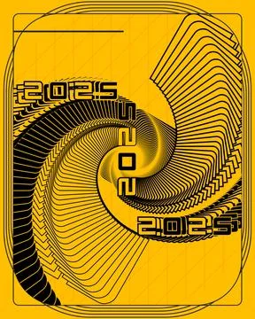 Geometric Typography Hypnotic Swirl Poster Art Stock Illustration