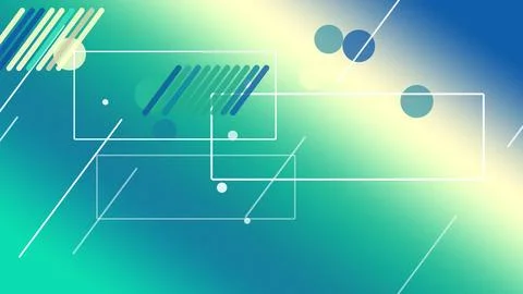 Geometric UI frames with striped accents and glowing bokeh circles move acr.. Stock Illustration