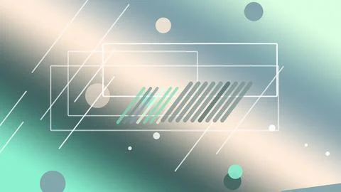Geometric UI frames, translucent borders, and floating dots sit on a colorf.. Stock Illustration