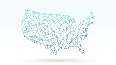 Geometric USA map with triangular lines and shadow on light background Stock Footage 286979462
