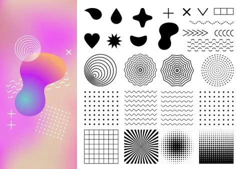 Geometric vector abstract elements and backgrounds set Stock Illustration