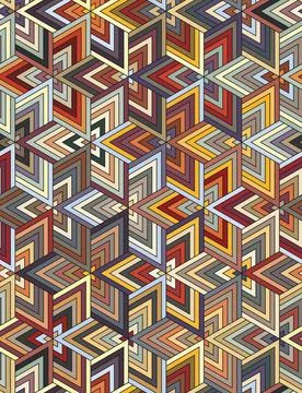 Geometric vector composition of multicolored triangles. Seamless pattern. Illustrazione stock