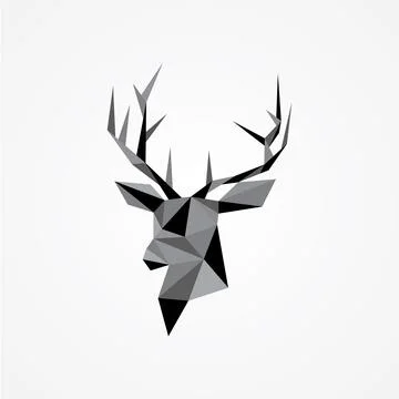 Geometric vector of deer head with antlers isolated on white background Stock Illustration