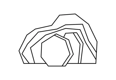 Geometric vector icon Easter Minimalist logo depiction of an empty tomb with the Stock Illustration