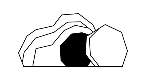 Geometric vector icon Easter Minimalist logo depiction an empty tomb with the Stock Illustration