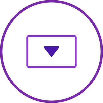 Geometric vector illustration with downward arrow symbol in a rectangle outli Stockillustratie