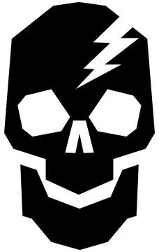 Geometric vector illustration of the skull with lightning bolt detail Ilustración de archivo
