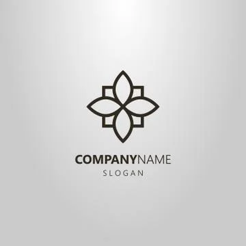 Geometric vector line art four-leaved flower logo Stock-Illustration