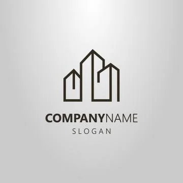 Geometric vector line art logo of three high-rise buildings 스톡 일러스트