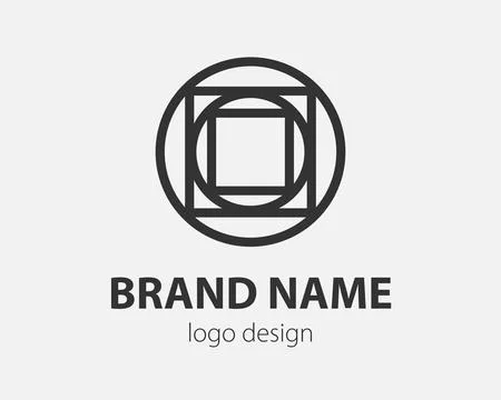 Geometric vector logo in a circle. High tech style logotype for nano technolo Illustrazione stock