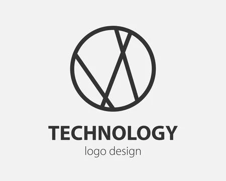 Geometric vector logo in a circle. High tech style logotype for nano technolo Stock Illustration