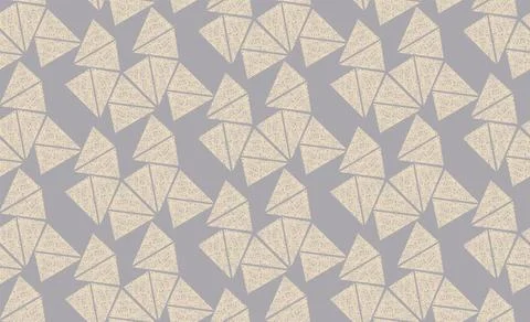 Geometric vector pattern with many small ovals on large beige triangles. Stockillustratie