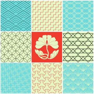 Geometric vector pattern with triangles. Seamless abstract background set Stock Illustration