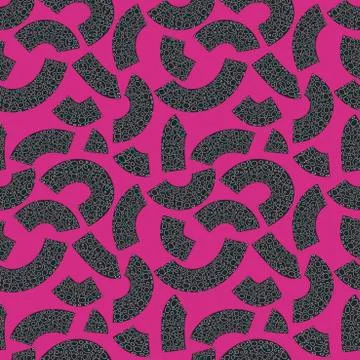 Geometric vector seamless pattern on a bright background. Dark curved shapes  Stock Illustration