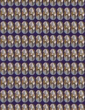 Geometric vector seamless pattern from rows of multi-colored ovals on a purpl Stock Illustration