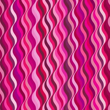 Geometric vertical wavy stripes in different shades of pink. Seamless pattern. Stock Illustration