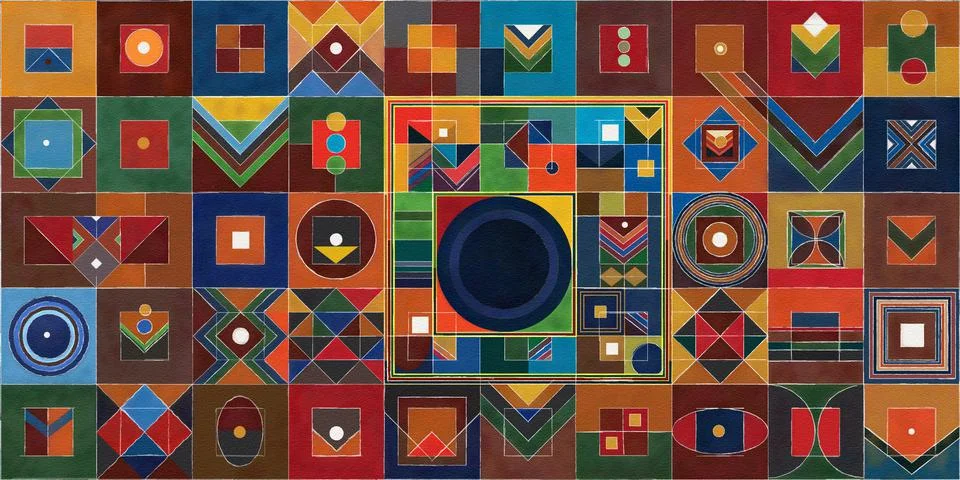 Geometric wall decor posters with dynamic line elements イラスト素材