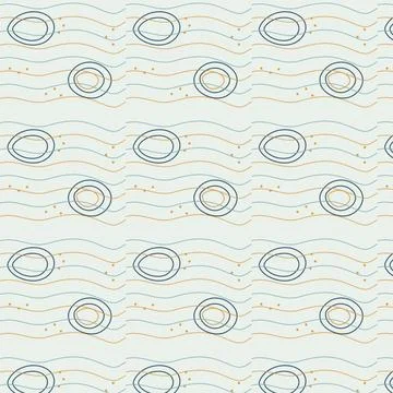 Geometric wave pattern with circular motifs on light background Stock Illustration