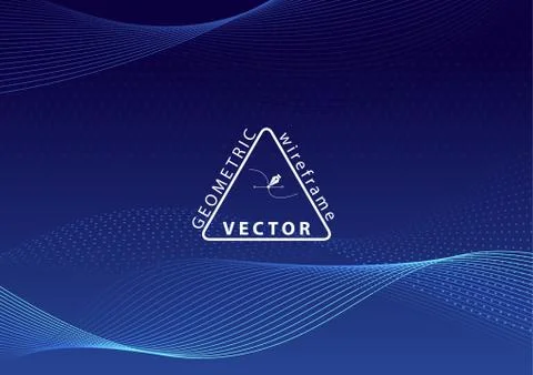 Geometric Waving Wireframe on Blue Background Stock Illustration