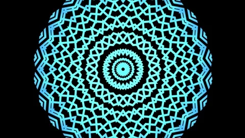 Geometric wavy pattern kaleidoscope blue circle pattern mosaic background. Stock Footage 336707788