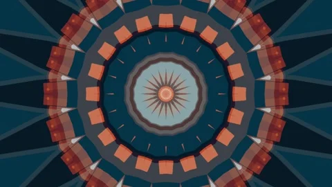 Geometric wavy pattern kaleidoscope retro circle pattern mosaic background. Stock Footage 336585140