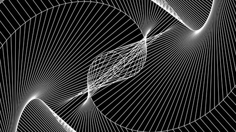 Geometric white lines on a black background evolving structure loop Video stock 99697558