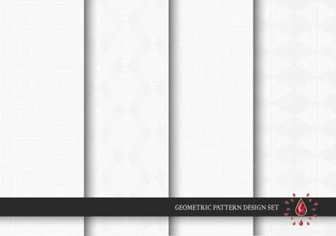 Geometric white pattern background set vector Stock Illustration