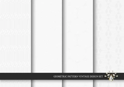 Geometric white pattern background set vector design Stock Illustration