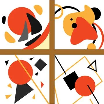 Geometric white pattern set on yellow backdrop Stock Illustration