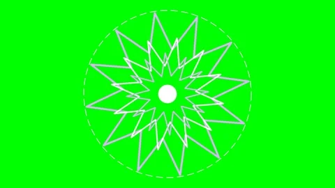A geometric white twelve pointed star design on a vibrant green background Video stock 340904979