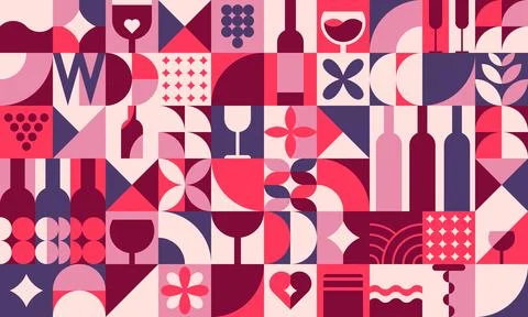 Geometric wine alcohol drink pattern background Illustrazione stock