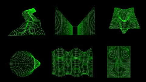 Geometric wireframe 3D shapes and meshes Stock-Illustration