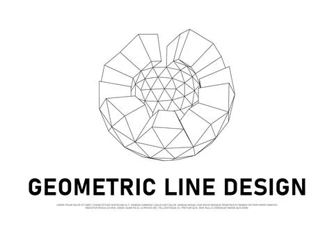 Geometric wireframe element for use in HUD design. Network line concept. Crea Stock Illustration